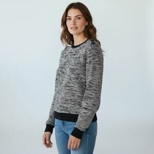 Saint James Boucle Knit Sweater Women XS Shoulder Buttons Mademoiselle Navy Blue